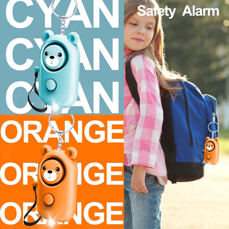 SRTKBEU Personal Alarm 130dB Loud Safe Sound Siren, 2 Pack Self Defense Security with LED Light, Safety Alarms Keychain for Women Kids Elders Girls (Cyan+Orange) - Image 3